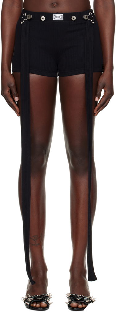 Šortky Jean Paul Gaultier Jean Paul Gaultier 'The Patch' Ribbed Tie Shorts Čierna | 25/33-F-SH039P-J054-00, 0