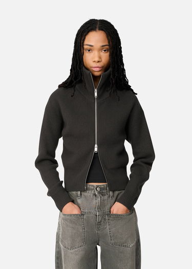 Sveter AXEL ARIGATO Verve Ribbed Collar Cropped Zip-Up Cardigan Čierna | A3703002, 5