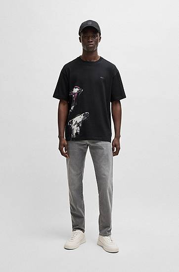 Tričko BOSS Jellyfish Print Cotton-Jersey T-Shirt Čierna | 50541099, 1