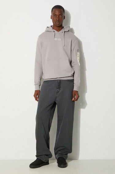 Mikina Alpha Industries Emb Hoody Sweatshirt With Logo Šedá | 118350.643, 1