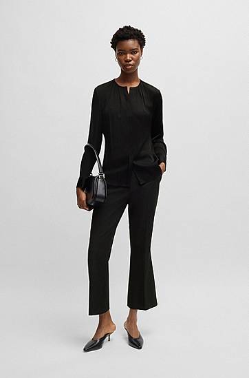 Košeľa BOSS Regular-Fit Silk Blouse Čierna | 50538481, 1