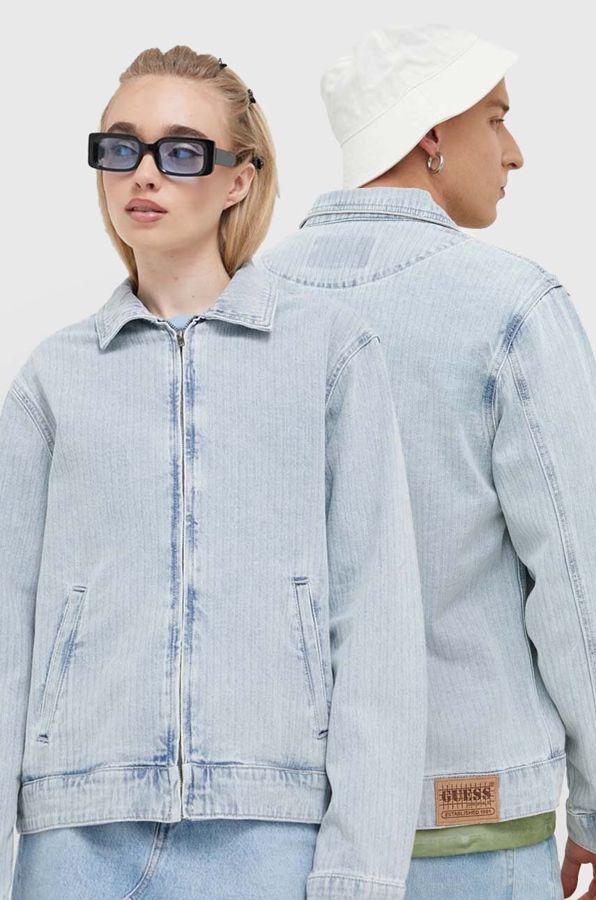 Bunda GUESS Originals Herringbone Zip Denim Jacket Modrá | M3GG75D4ZW0, 0