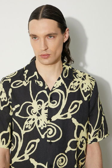 Košeľa Samsoe Samsoe Samsoe Samsoe Regular Fit Floral Print Linen Shirt Čierna | M23200085, 4