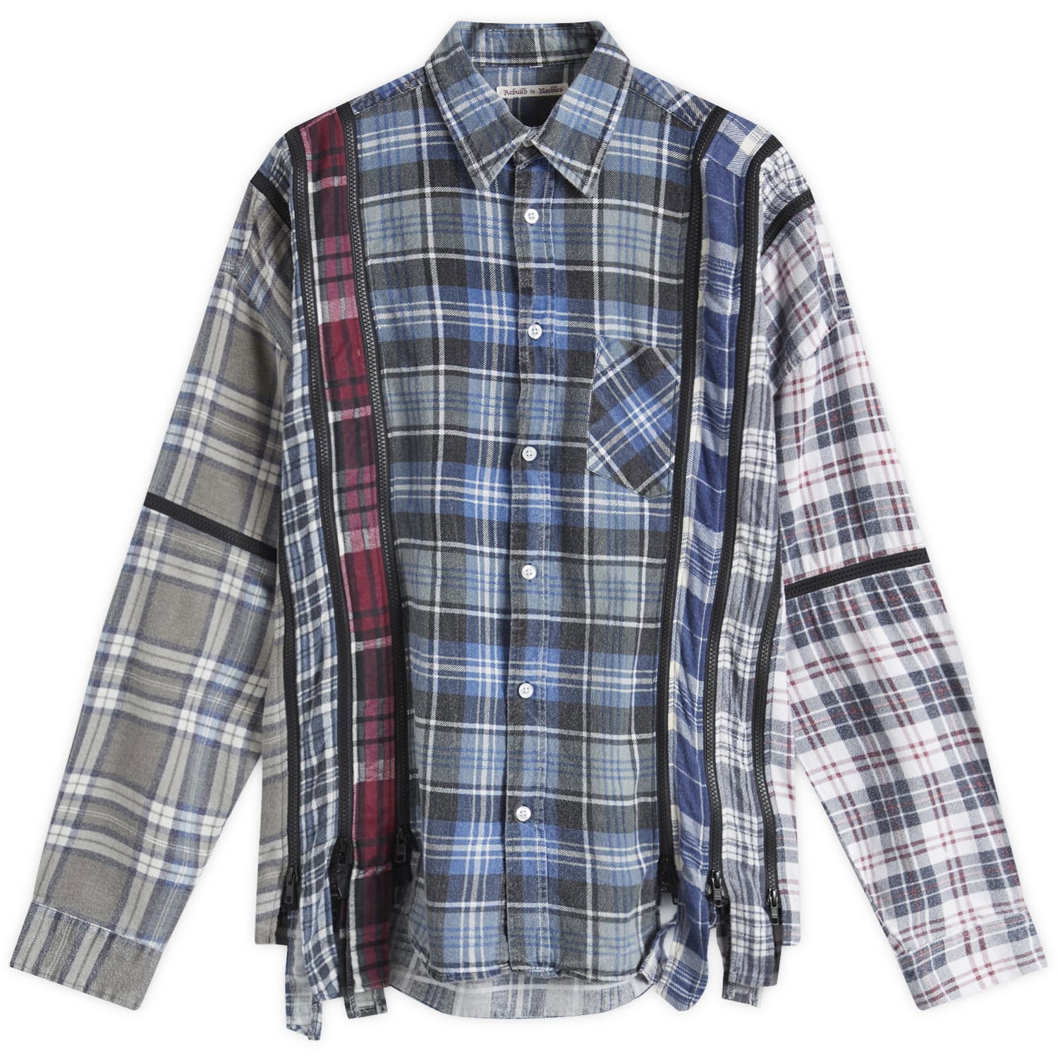 Košeľa Needles 7 Cuts Wide Flannel Shirt Modrá | PU347-ASS, 0