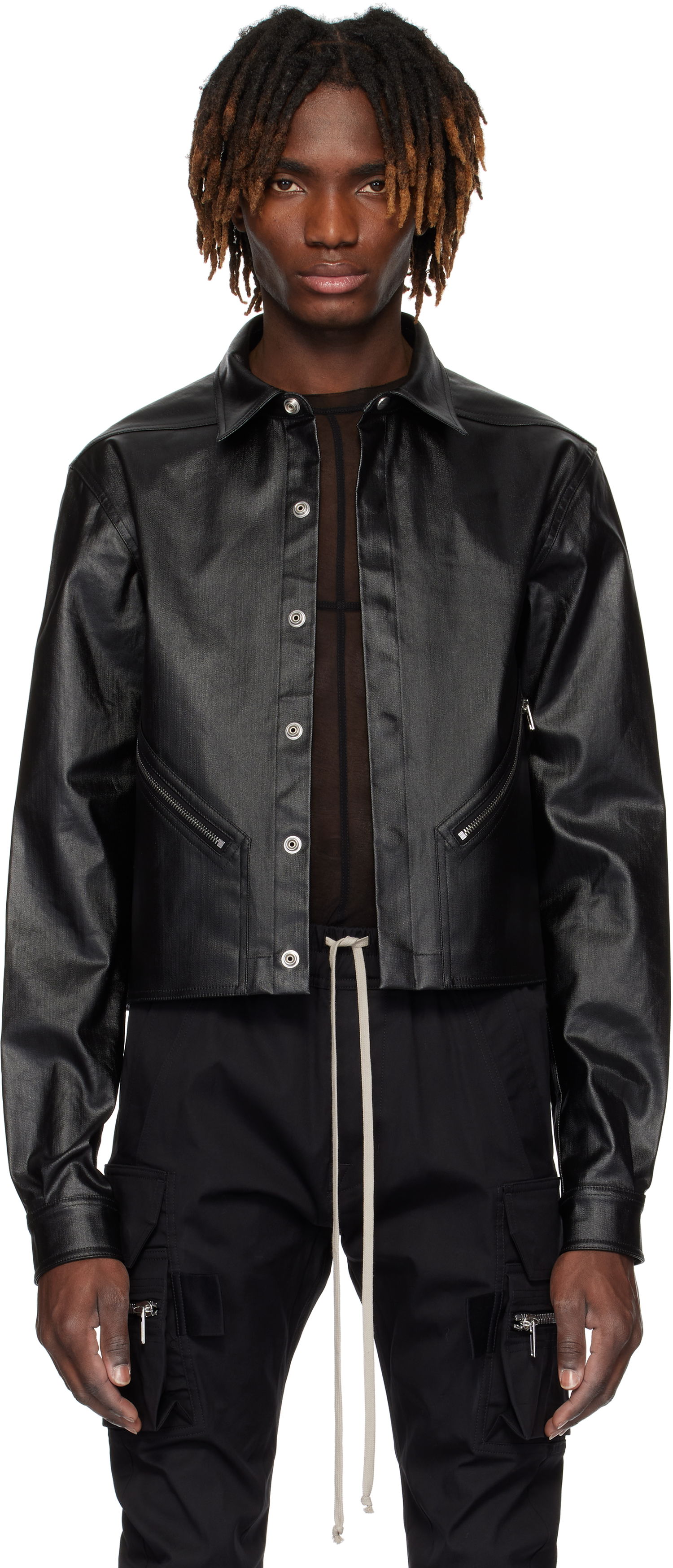 Bunda Rick Owens Rick Owens Hollywood Tour Alice Cropped Denim Jacket Čierna | RU01E5742 SCT, 0