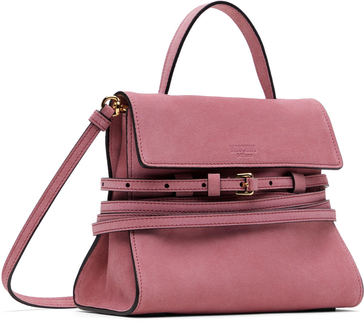 Kabelka Moschino Moschino 'Tie Me' Small Suede Bag Ružová | MC4226PP0MOF0600, 1