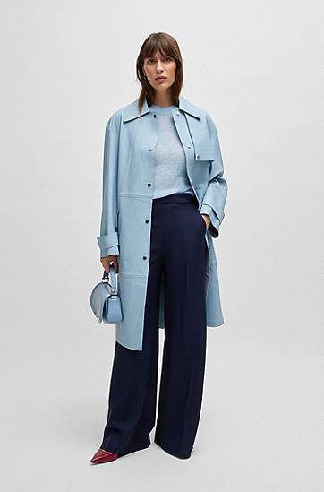 Sveter BOSS BOSS Textured Knit Sweater with Cropped Sleeves Modrá | 50530718, 1