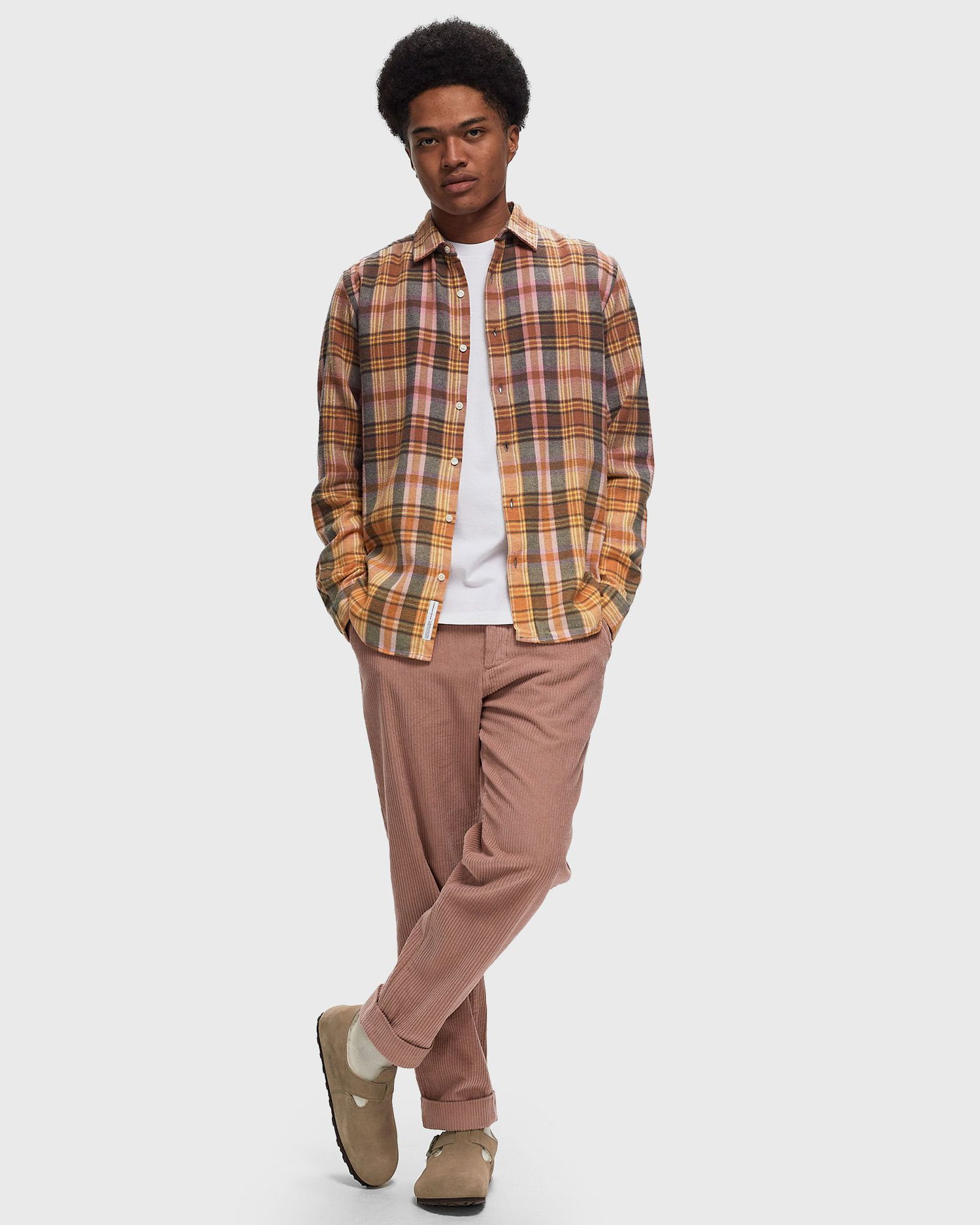 Košeľa Edmmond Studios BLEACHED SHIRT Longsleeves Oranžová | 324-10-22300, 1