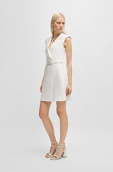 Vesta BOSS Sleeveless Blazer Dress with Belt Biela | 50537609, 1