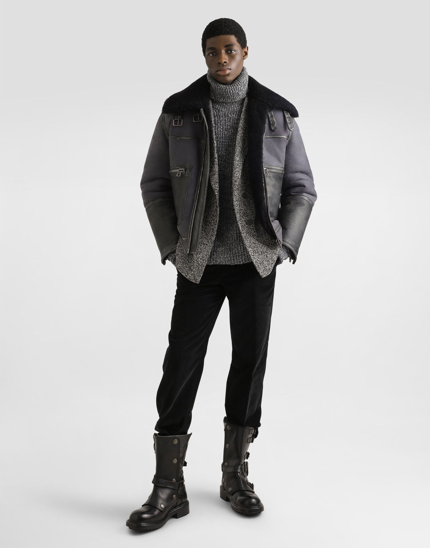Bomber bunda Dolce & Gabbana Dolce & Gabbana Shearling Bomber Jacket Modrá | G9BTELFUP93M0406, 1