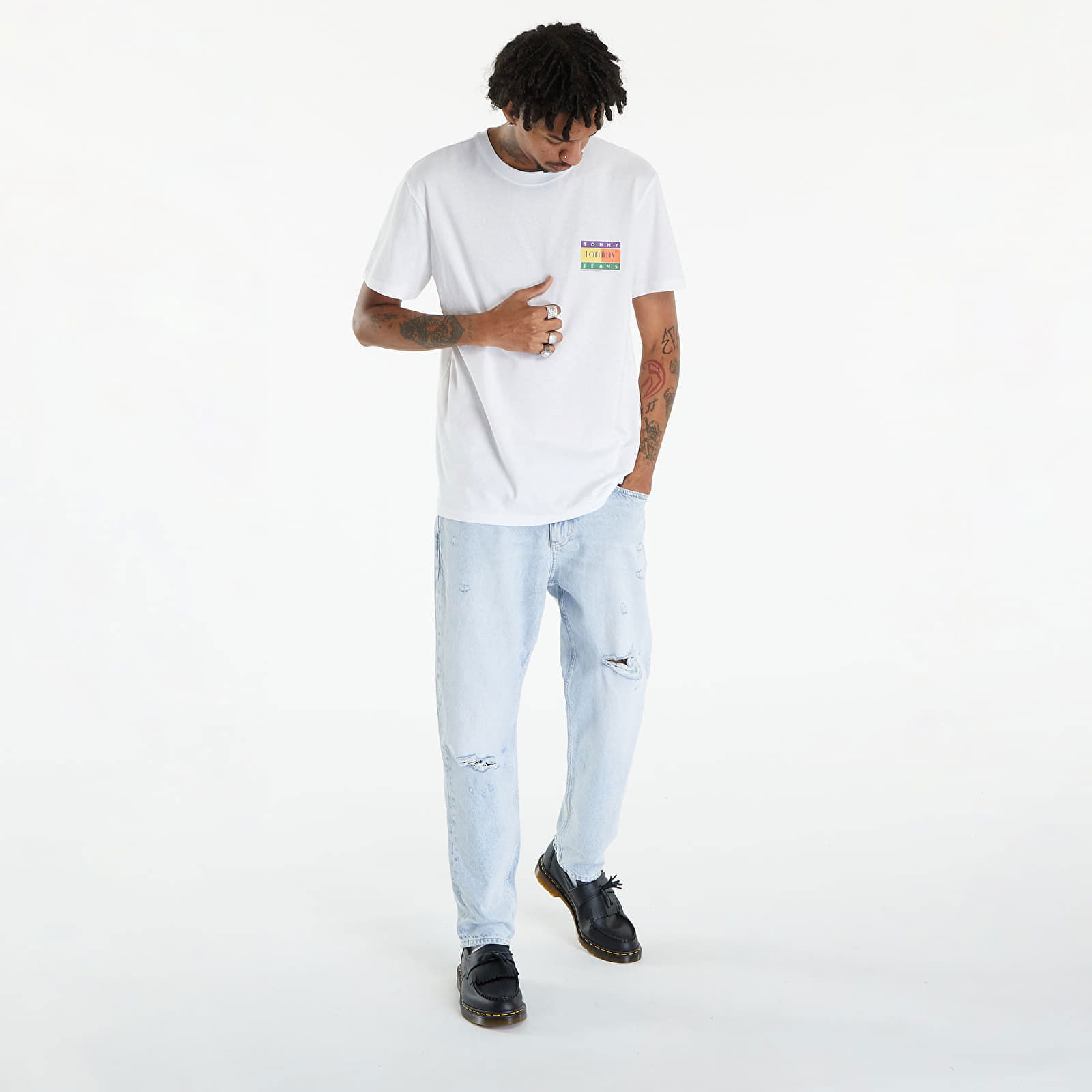 Oversized Serif Flag Logo Logo T-Shirt White