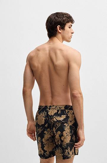 Plavky BOSS Floral-Print Swim Shorts Rôznofarebný | 50540089, 1