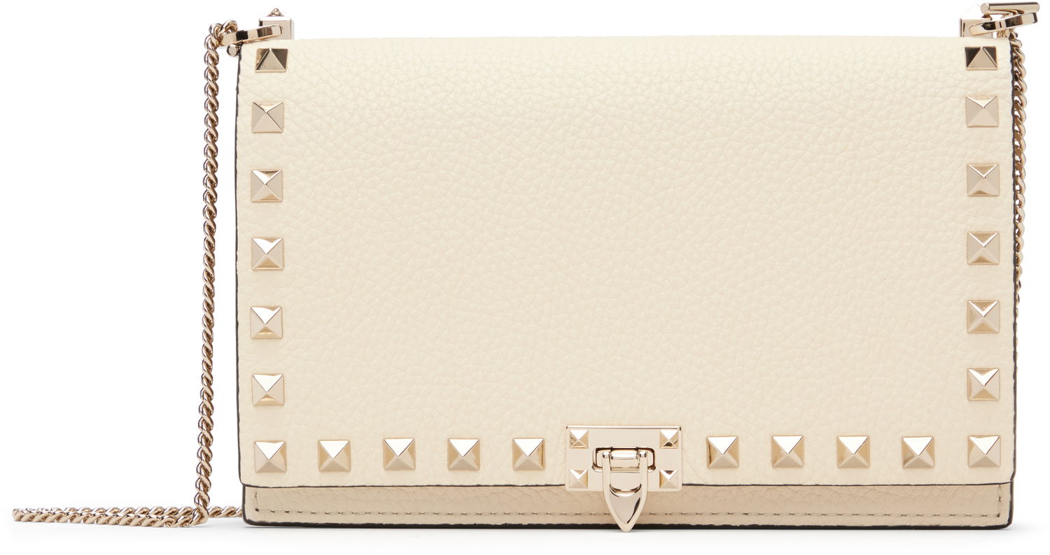 Taška cez rameno Valentino Garavani Mini Rockstud Flap Bag Béžová | 7W2P0Y59VSH, 0