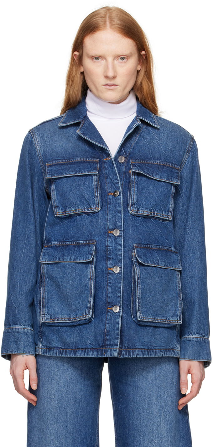 Bunda Anine Bing Alden Denim Button-Up Jacket Modrá | A-01-7188-497, 0