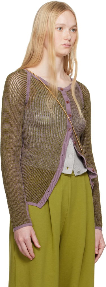 Sveter Dries Van Noten Dries Van Noten Open Knit Cardigan Fialová | 251-011244-1709, 1