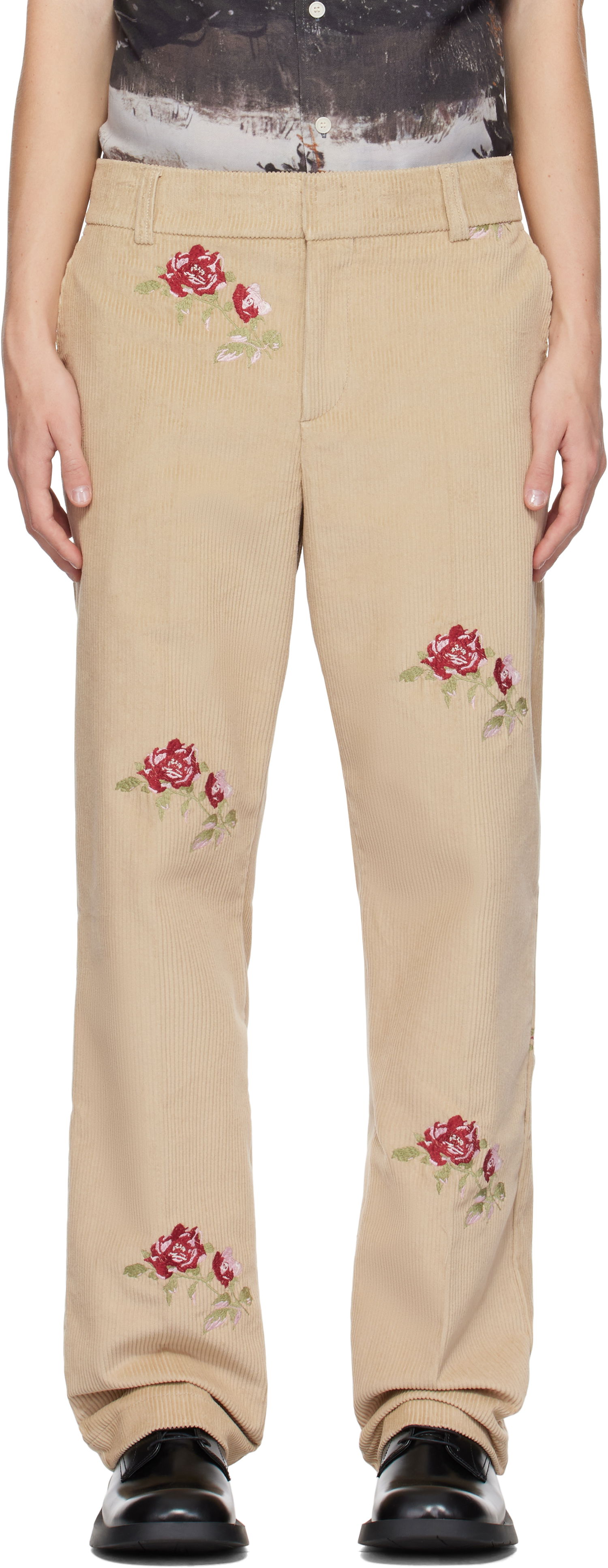 Nohavice Soulland Floral Embroidered Trousers Béžová | 41022-1211, 0