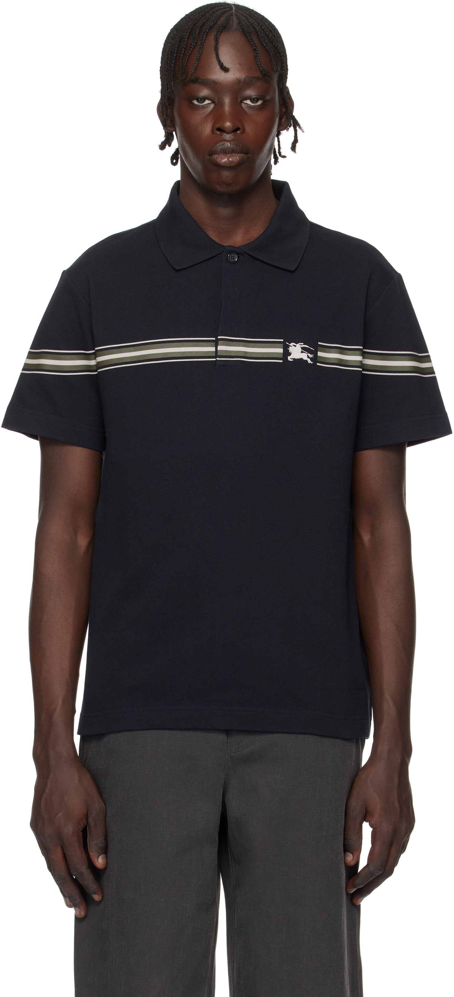 Polo tričko Burberry Striped Cotton Polo Shirt Čierna | 8105139, 0