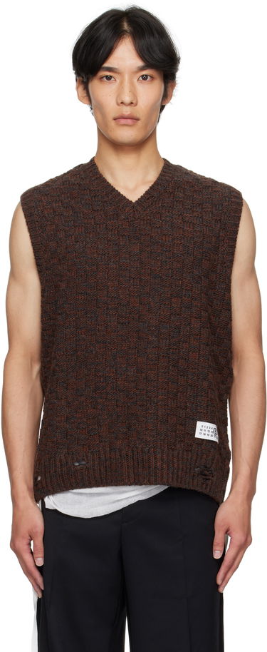 Sveter Maison Margiela MM6 Maison Margiela V-Neck Sweater Vest Hnedá | SH2FB0026 M13174, 0