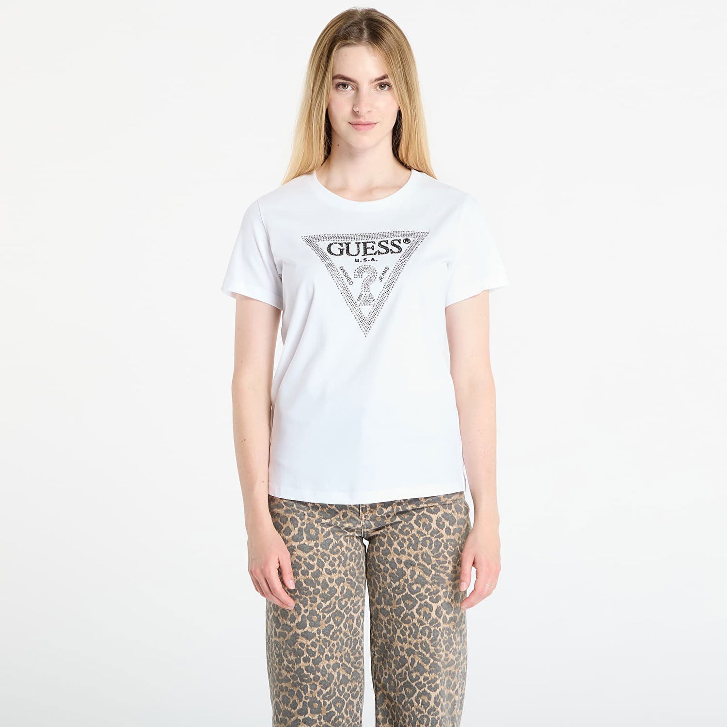 Tričko GUESS GUESS Krystal Triangle Tee Biela | W5BI18I3Z14-G011, 0
