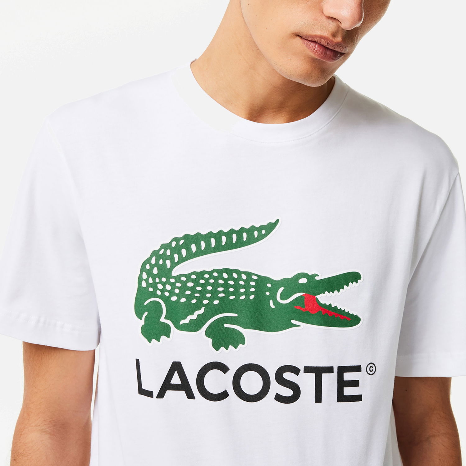 Tričko Lacoste Big Croc Classic Cotton-Jersey Biela | TH1285-001, 0