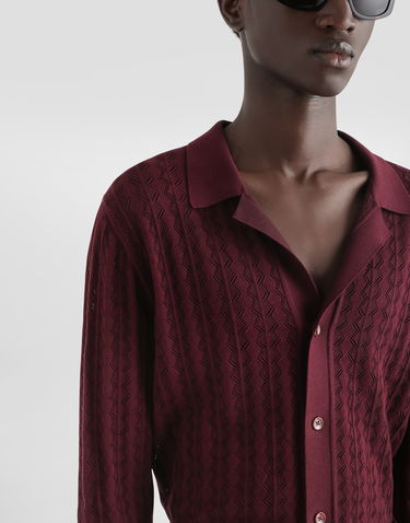 Polo tričko Dolce & Gabbana Dolce & Gabbana Openwork-Knit Polo Shirt Vínová | GXVB9TJBCFJM5039, 3