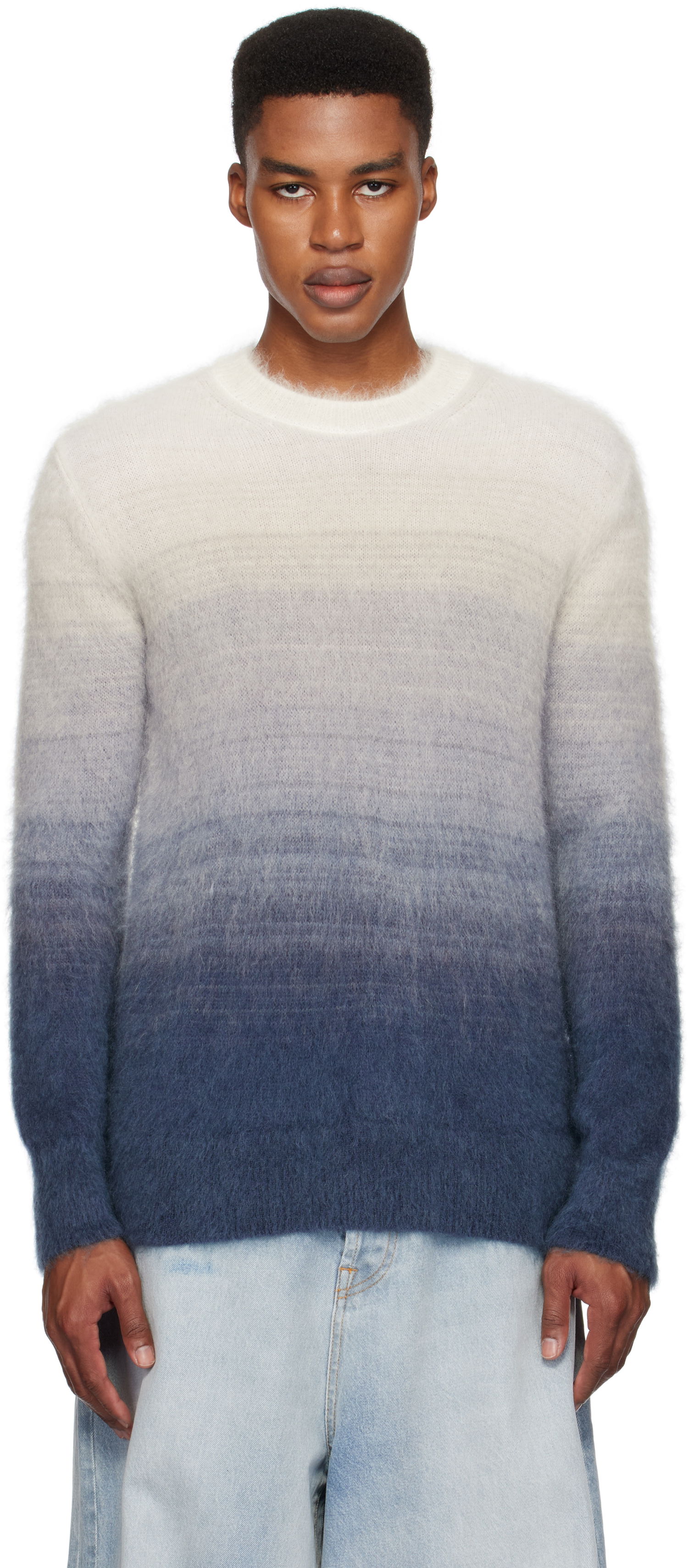 Sveter Off-White Mohair Gradient Sweater Modrá | OMHE170F24KNI0010610, 0