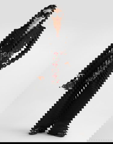 Košeľa Dolce & Gabbana Dolce & Gabbana Small Rose Bouquet-print Satin Pussy-bow Shirt Čierna | F5T17TFSA8GHN5XP, 1