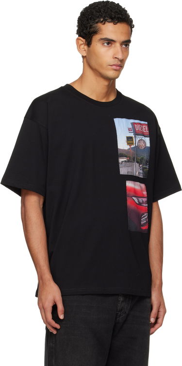 Tričko Diesel T-shirt with Roadside Scene and Car Photo Patches Čierna | A19467-0PLAT-9XX, 1