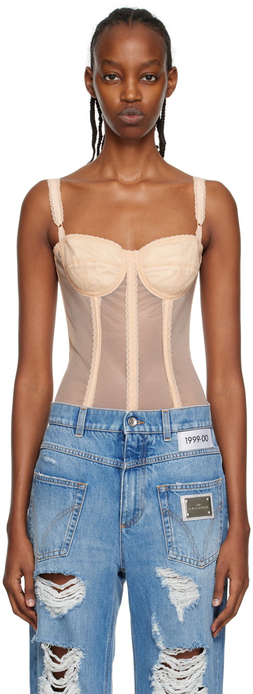 Body Dolce & Gabbana Beige Kim Kardashian Edition Bodysuit Béžová | F7W66T GDC01, 0