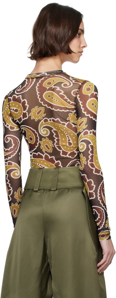 Tričko JW Anderson JW Anderson Paisley Mesh Long Sleeve T-Shirt Hnedá | JO0138-PG1788, 2