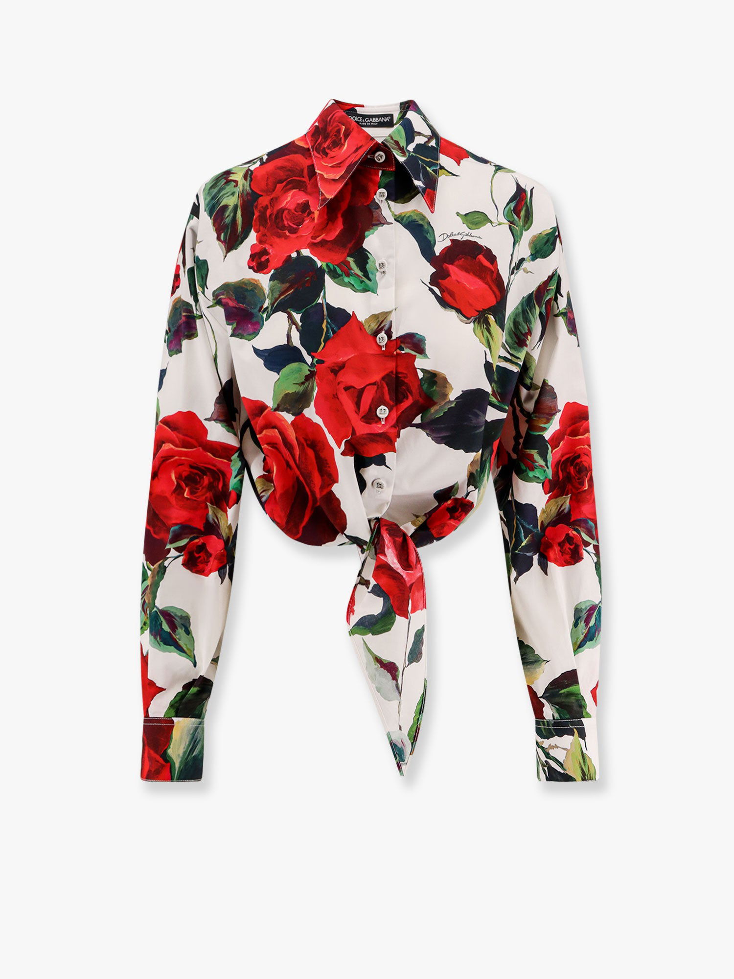 Košeľa Dolce & Gabbana Dolce & Gabbana Rose Print Tie-Front Cropped Shirt Rôznofarebný | F5S65THS5S2HA5KQ, 0