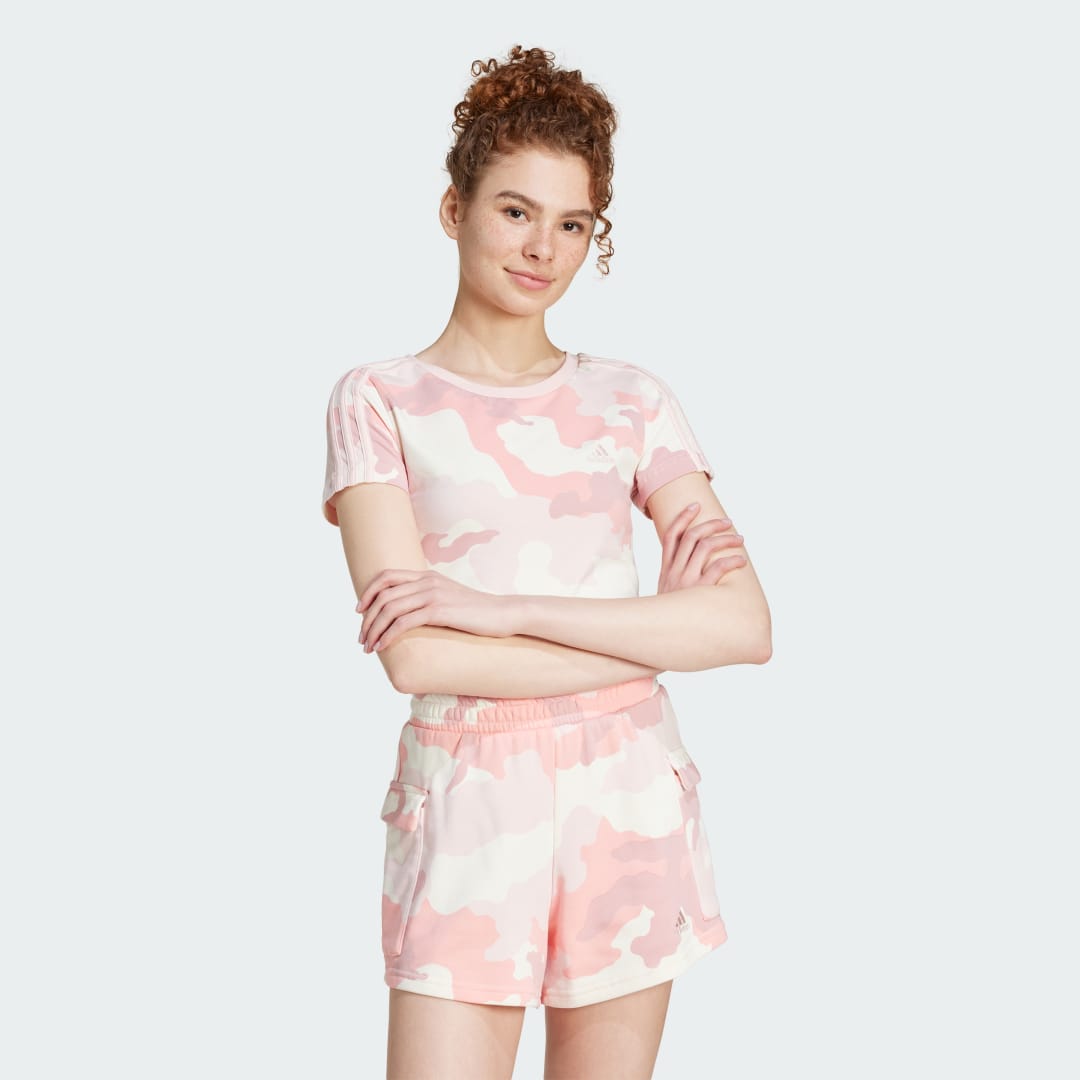 Crop Top adidas Performance Essentials 3-Stripes Camo Print Cropped Tee Ružová | IY1679, 0