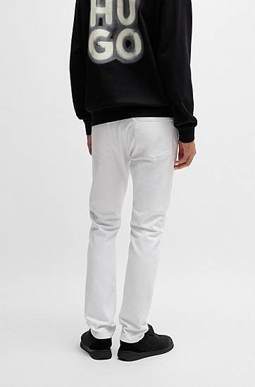Nohavice BOSS Slim-Fit Stretch Denim Jeans Biela | 50530605, 1