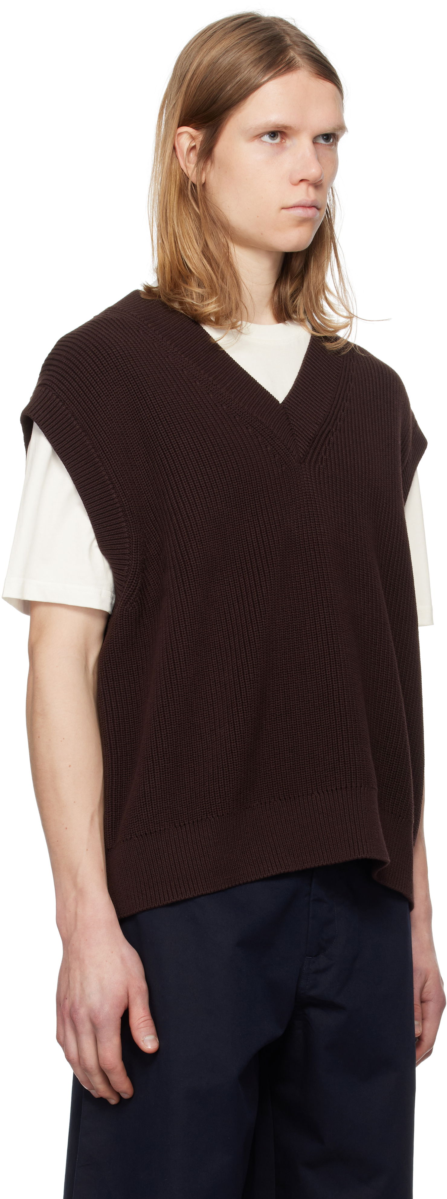 Sveter Studio Nicholson Studio Nicholson 5GG Knit Vest Hnedá | CULKIN SNM - 1305, 1