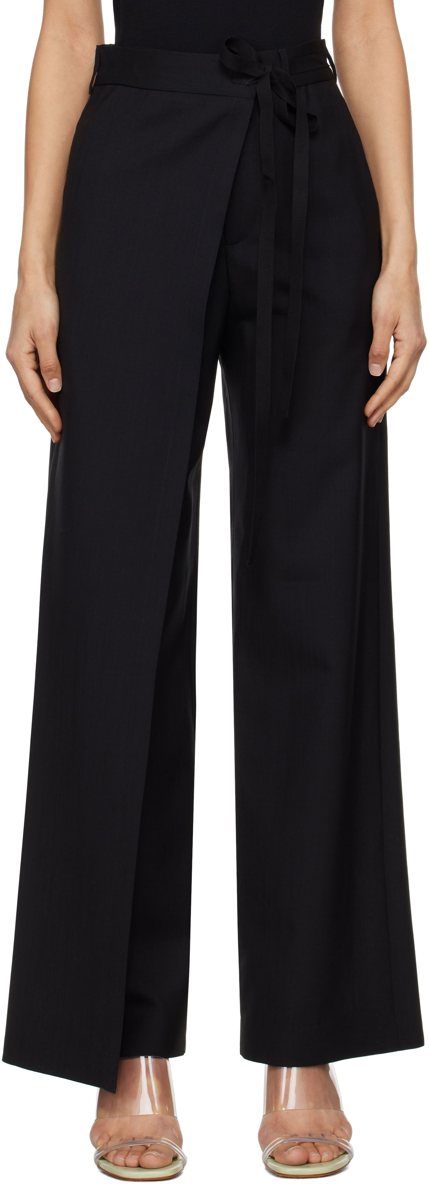 Nohavice Maison Margiela MM6 Maison Margiela Tailoring Wool Canvas Tie Trousers Čierna | S52KA0518 M35080, 0