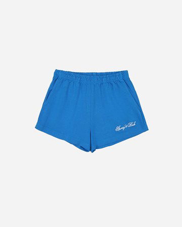 Šortky Sporty & Rich Cursive Logo Embroidered Disco Short Modrá | SH853RB, 0