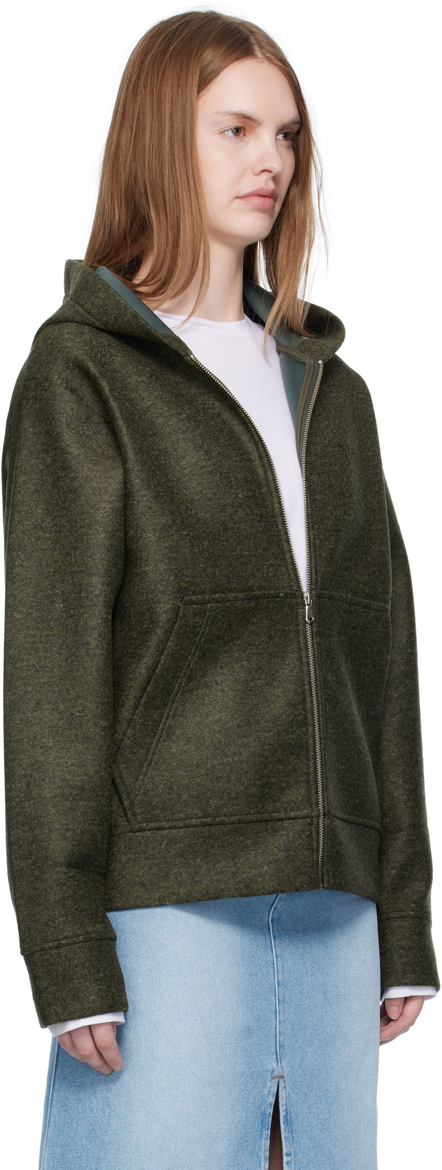Mikina A.P.C. A.P.C. Alvin Wool Zip-Up Hoodie Zelené | PSAFU-M27993, 1