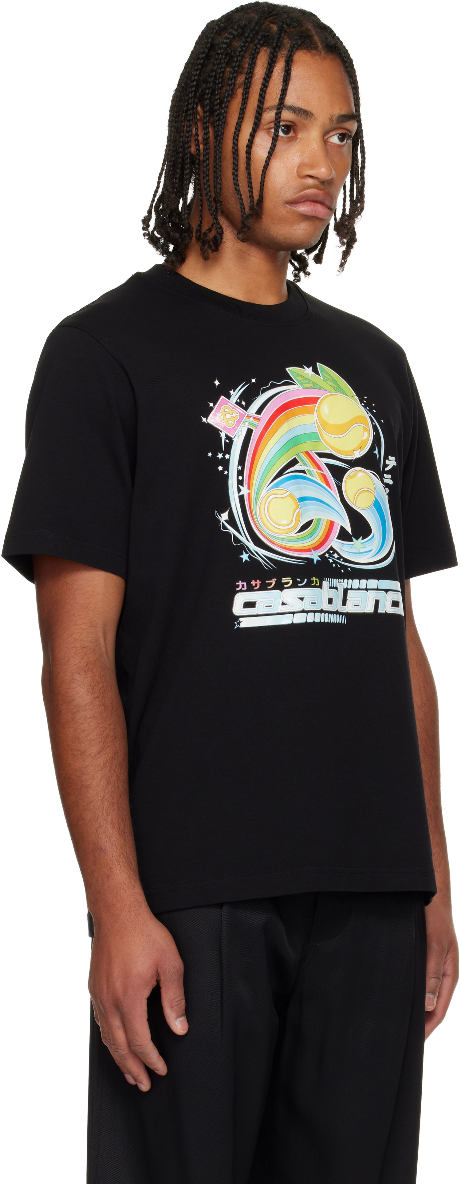 Tričko Casablanca Manga Tennis Ball Short Sleeve T-shirt Čierna | M-AW25-JTS-001-08, 1