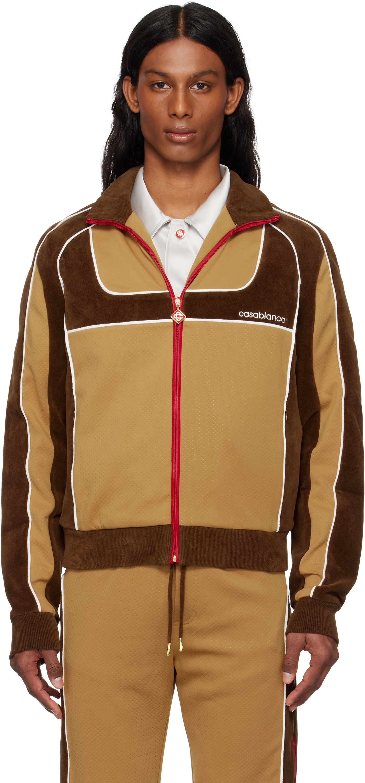 Súprava Casablanca Casablanca Chenille Panelled Track Jacket Hnedá | MS25-JTP-342-01, 0