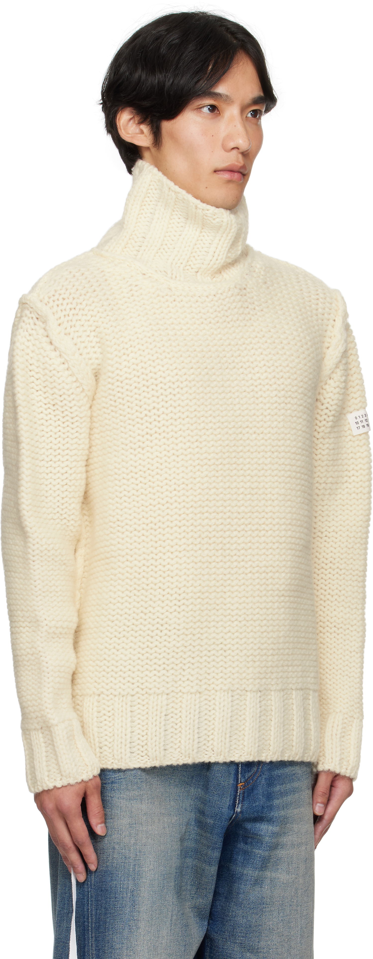 Sveter Maison Margiela MM6 Maison Margiela Chunky Wool Turtleneck Sweater Biela | SH2HA0008 M13166, 1