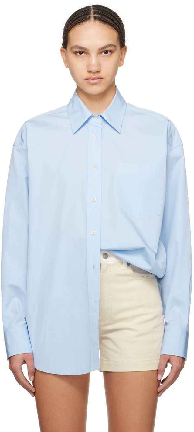 Košeľa Stella McCartney Stella McCartney Women's Patch Pocket Shirt Modrá | 620093SMA90, 0