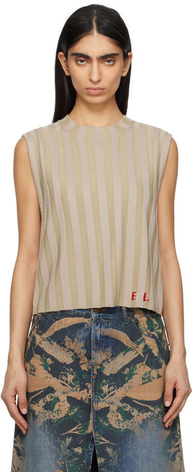 Tielko Eckhaus Latta Eckhaus Latta Keyboard Sleeveless Knit Top Béžová | 8025-EL-PS25-DU -, 0