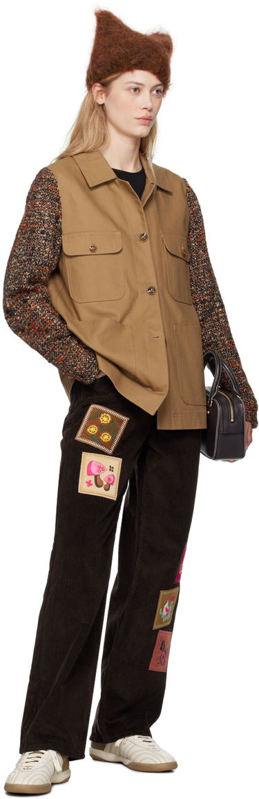 Bunda Anna Sui Brown Patchwork Barn Jacket Hnedá | 624D30, 3