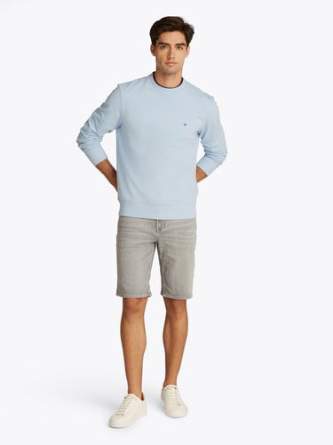 Sveter Tommy Hilfiger Tommy Hilfiger Men's Essential Terry Crew Sweatshirt Modrá | MW0MW37237C1O, 1