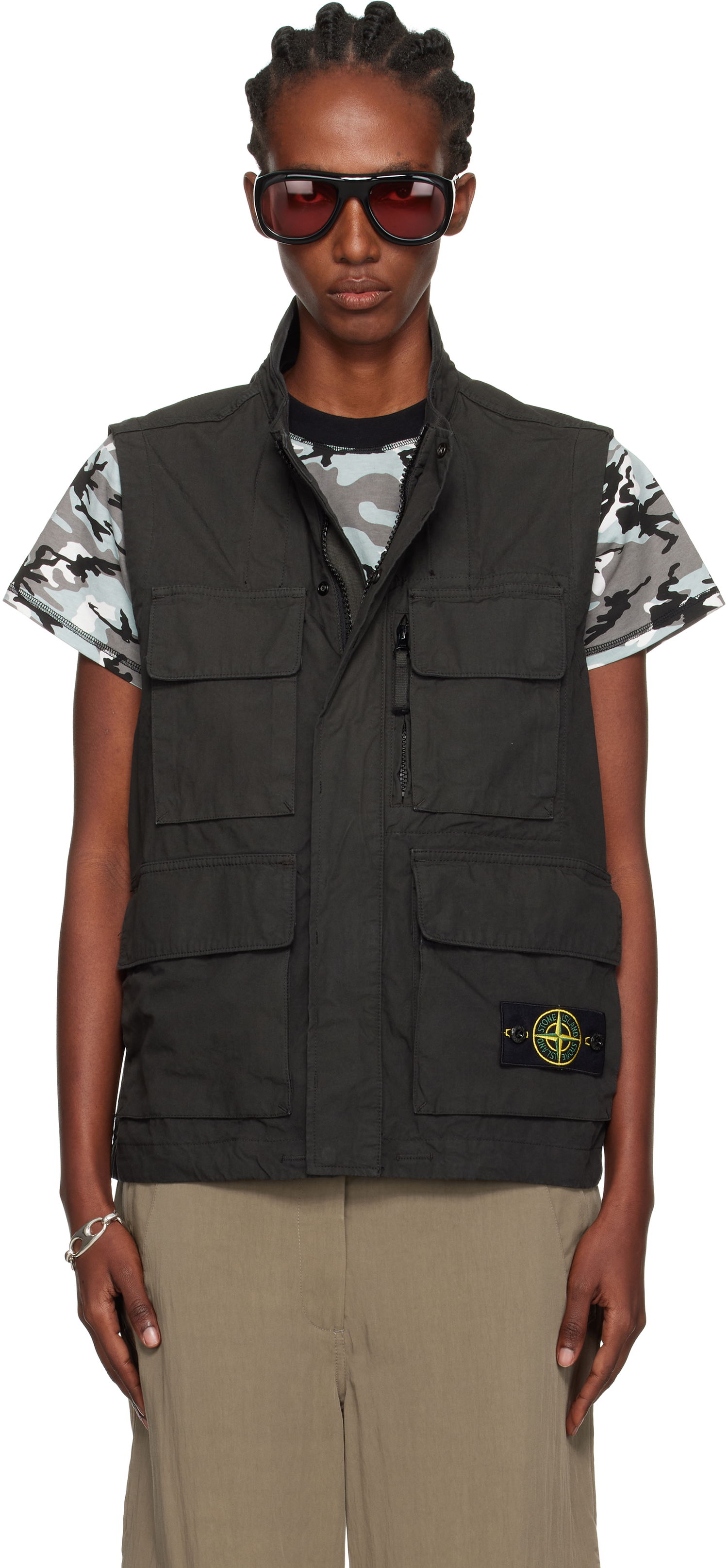 Vesta Stone Island Stone Island Canvas Weave Organic Cotton Vest Čierna | K2S15 G100001 S0240, 0