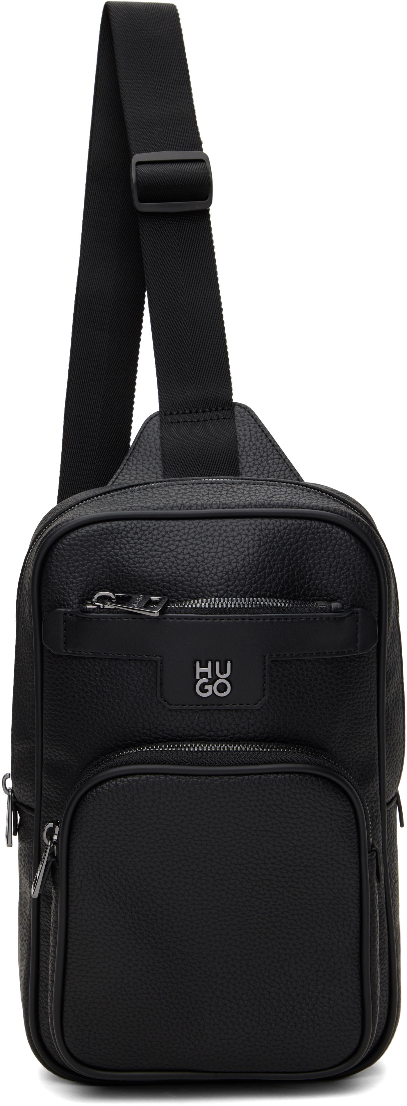 Ľadvinka BOSS Grained Faux Leather Mono-Strap Backpack Čierna | 50529464, 0