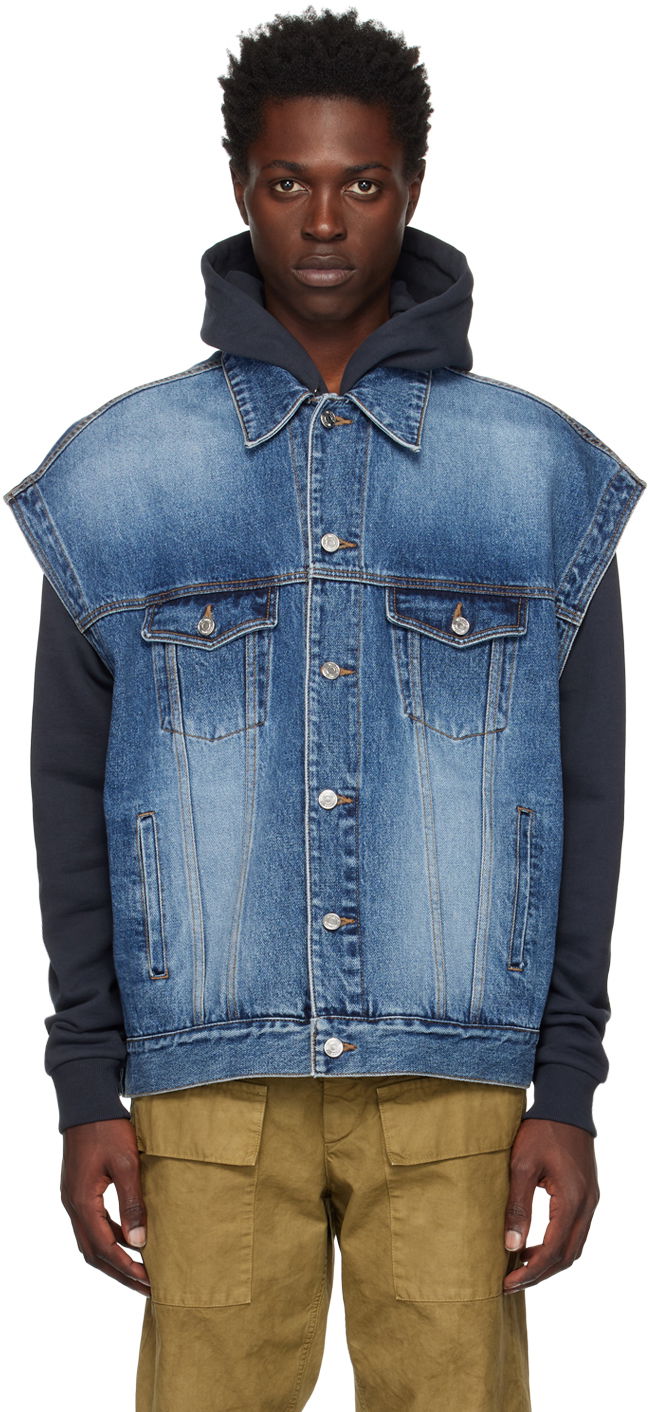 Vesta We11done We11done Oversized Trucker Vest Modrá | WD-DV3-22-385-U-BL, 0