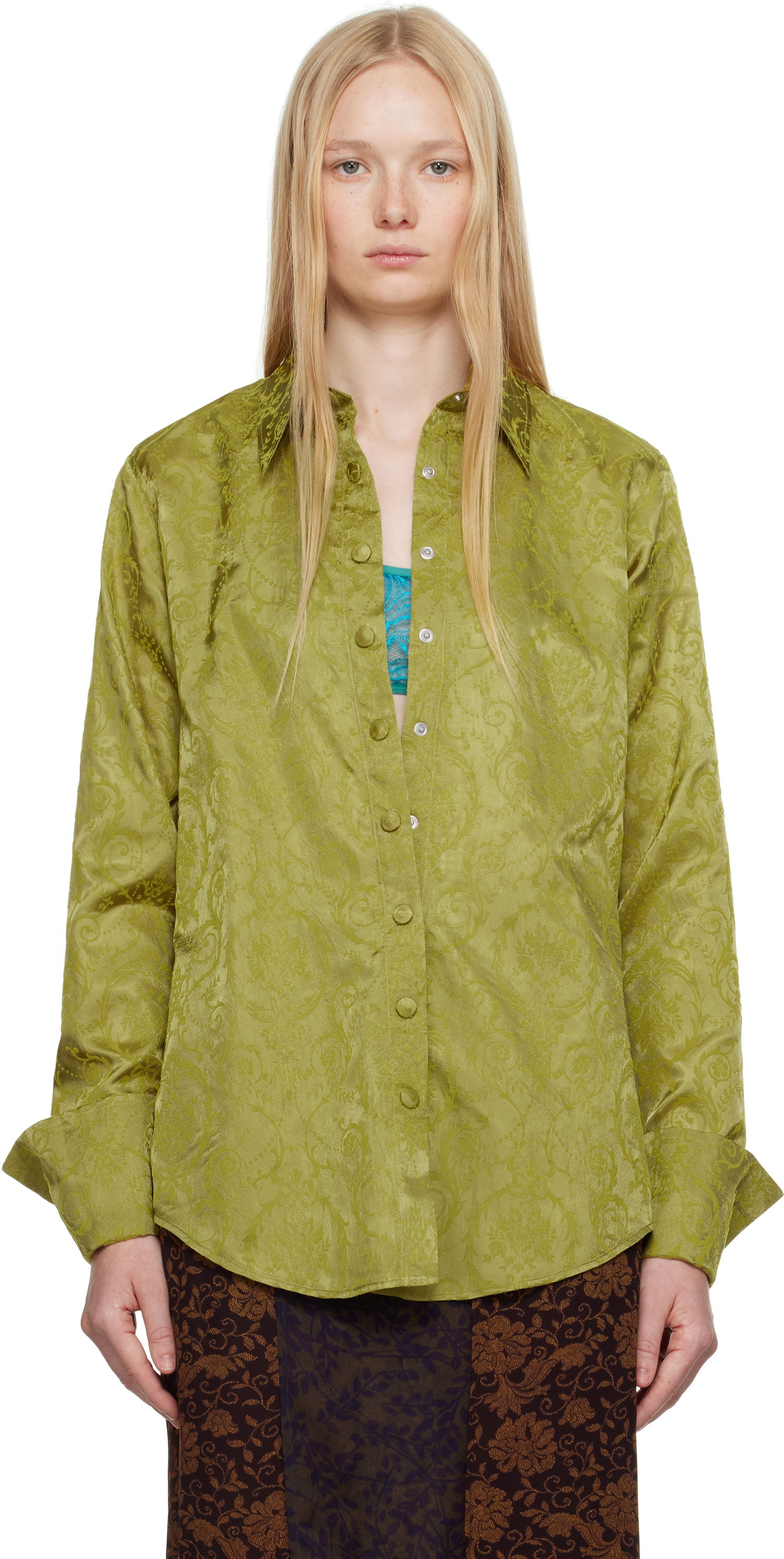 Košeľa Dries Van Noten Dries Van Noten Baroque Motif Button-Down Shirt Zelené | 251-010712-1529, 0