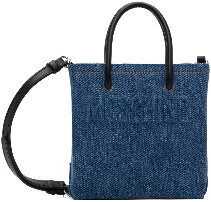 Blue Embossed Denim Bag