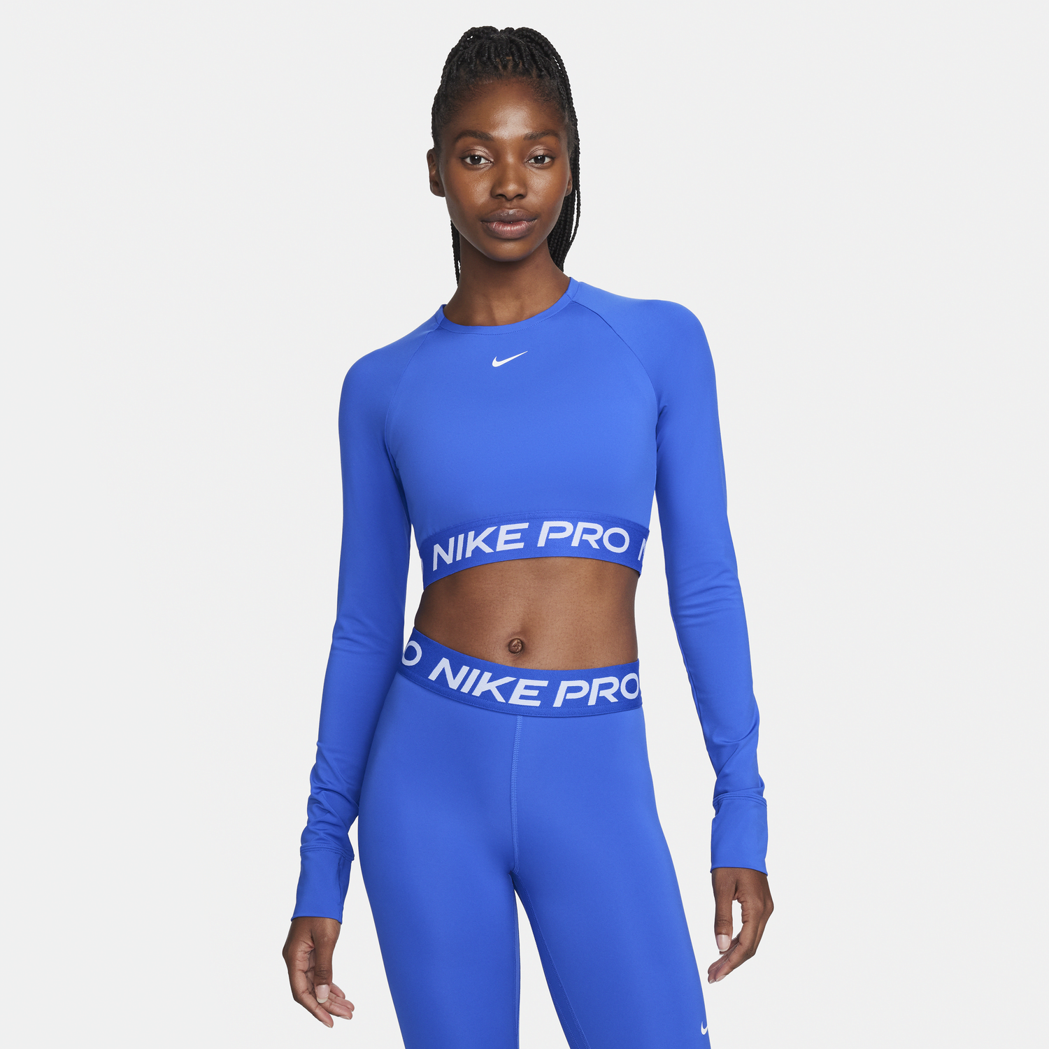 Crop Top Nike Pro 365 Dri-FIT Long Sleeve Cropped Top Modrá | FV5484-405, 0